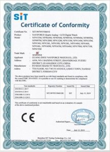 Certificate of Conformity 217x300 - نمایندگی ساعت مچی نیوی فورس