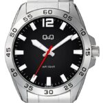 ساعت مچی کیو اند کیو Q87B-003PY مردانه تمام استیل صفحه مشکی - نمایندگی ثانیهها